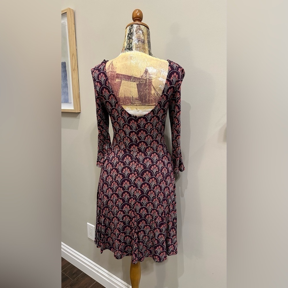 Express print skater mini long sleeve dress purple pink - Picture 3 of 6